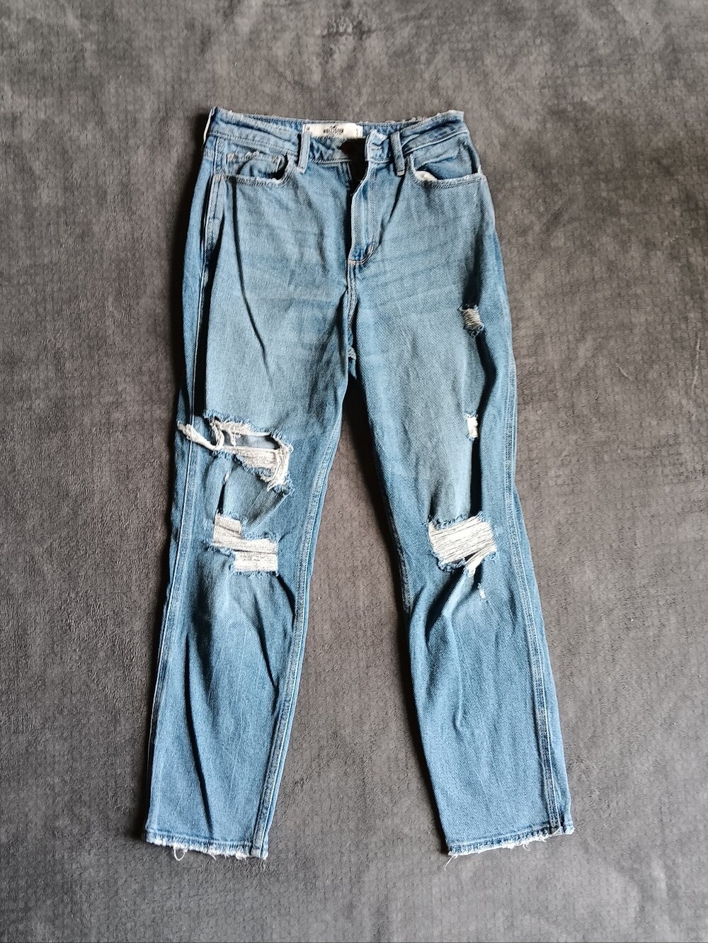 Hollister 25x27 Distressed High-Rise Straight Women Blue Jeans